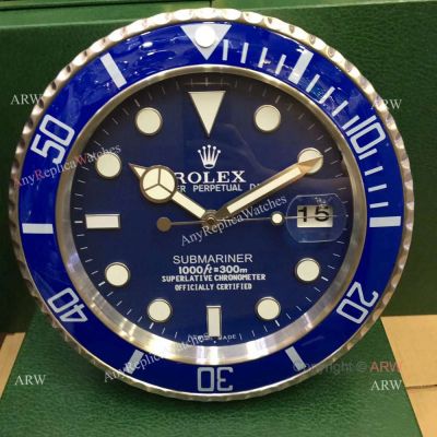 New Upgraded Rolex Submariner Wall Clock - Blue Face Luminous Bezel
